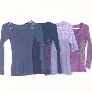 Bundle of 4- Long Sleeved Shirts, Size M